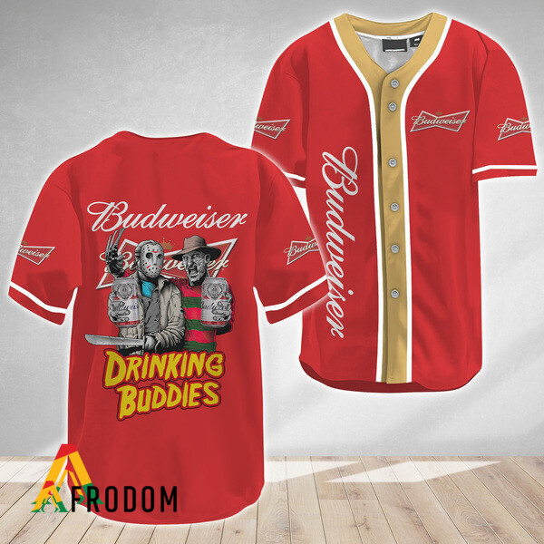 Horror Freddy Jason Drinking Buddies Budweiser Baseball Jersey