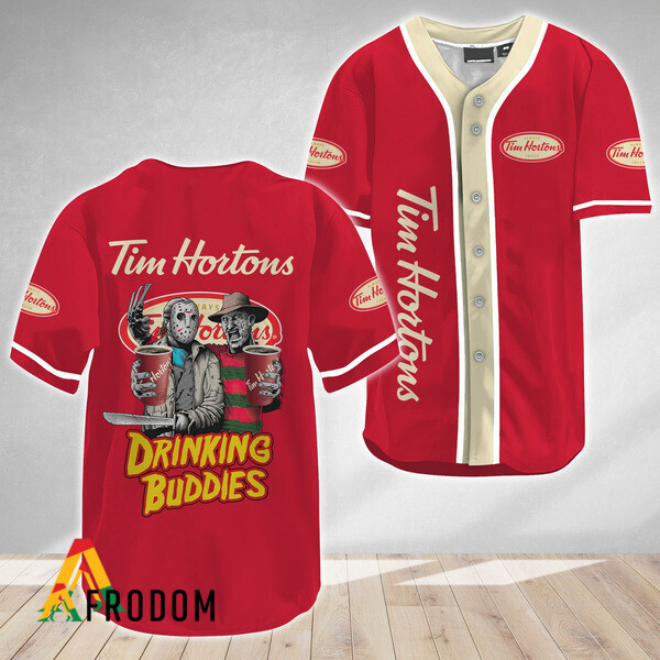 Horror Freddy Jason Drinking Buddies Tim Hortons Baseball Jersey