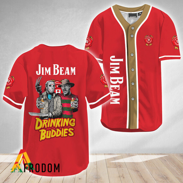 Horror Freddy Jason Drinking Buddies Jim Beam Baseball Jersey
