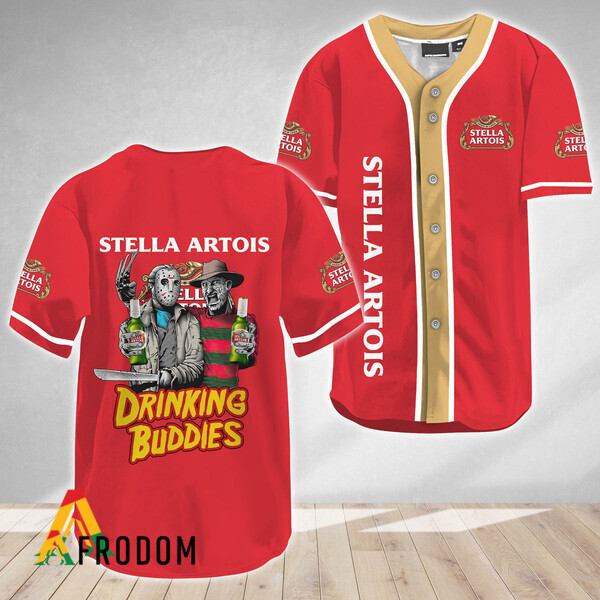 Horror Freddy Jason Drinking Buddies Stella Artois Baseball Jersey