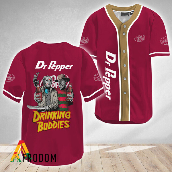 Horror Freddy Jason Drinking Buddies Dr Pepper Baseball Jersey