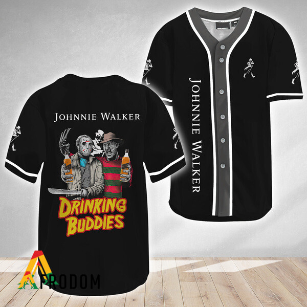 Horror Freddy Jason Drinking Buddies Johnnie Walker Baseball Jersey