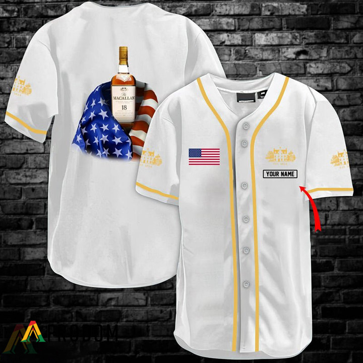 Personalized Vintage White USA Flag Macallan Jersey Shirt