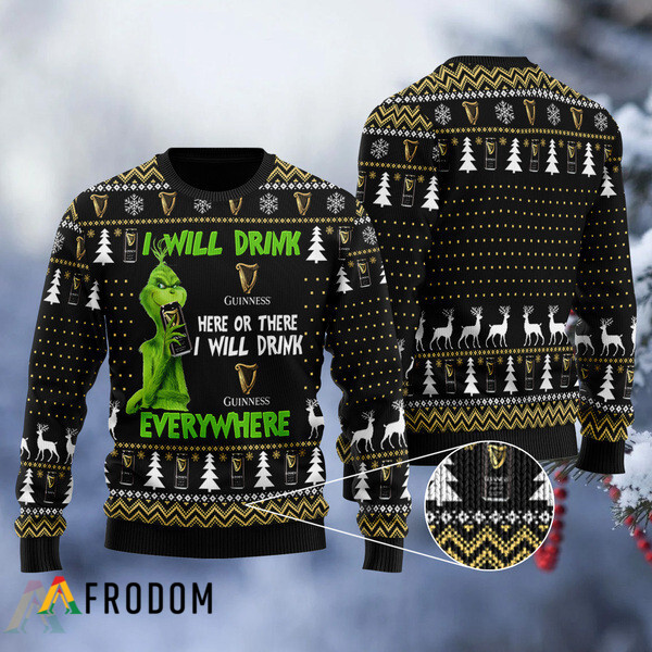 I Will Drink Guinness Beer Everywhere Christmas Ugly Sweater