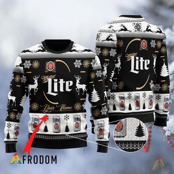 Personalized Black Miller Lite Ugly Sweater