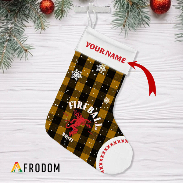 Personalized Gingham Fireball Christmas Stockings