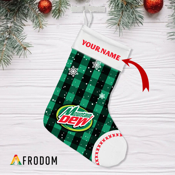 Personalized Gingham Mountain Dew Christmas Stockings