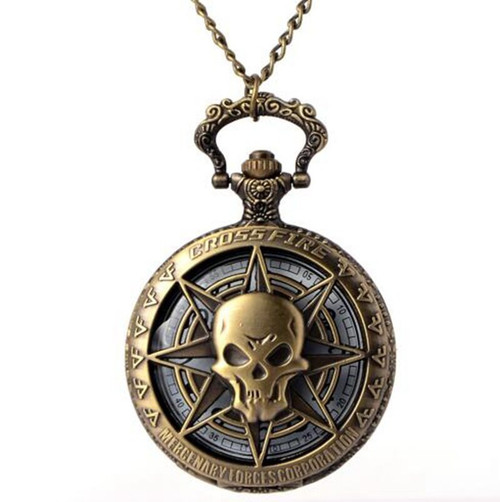 Skull Pocket Watch Belt Chain Pendant Men\\'s Necklace