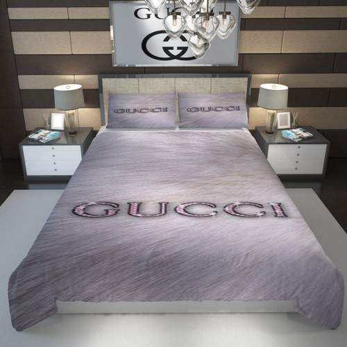 Gray Italian Luxury Brand Inspired 3D Customized Bedding Sets Duvet Cover Bedlinen Bed set