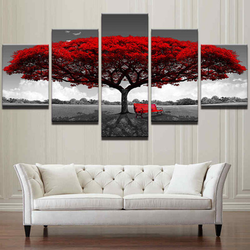 Canvas Print Pictures Modern Red Tree Scenery Wall Art Painting