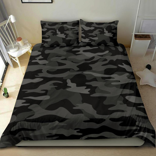 Black Camouflage Duvet Cover and pillow Covers - Camo Bedding Set - Camo Bed Cover