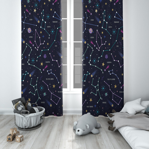 Galaxy Stars Window Curtains, Universe Starry Star Sky Curtain, Space and Deep Space Curtain Blackout Curtains for Bedroom Dorm Home
