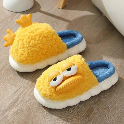 Cute Duck Winter Slippers Indoor House Shoes Warm Plush Slipper Couples Home Platform Footwear Wholesale