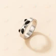 Tocona New Trendy Lovely Panda Single Ring for Women Girls Charms Silver Color