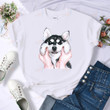 Cute Animal Husky Printed Harajuku Tshirt Women Fashion O-Neck Tops Tee Clothes Short Sleeve Casual Shirts for Women,Drop Ship
