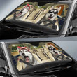 Greture Husky Dog Windshield Sun Shade for Car SUV Truck Front Window Sun Shade Visor Shield Cover 57x27.5 Inches Car Sunshade