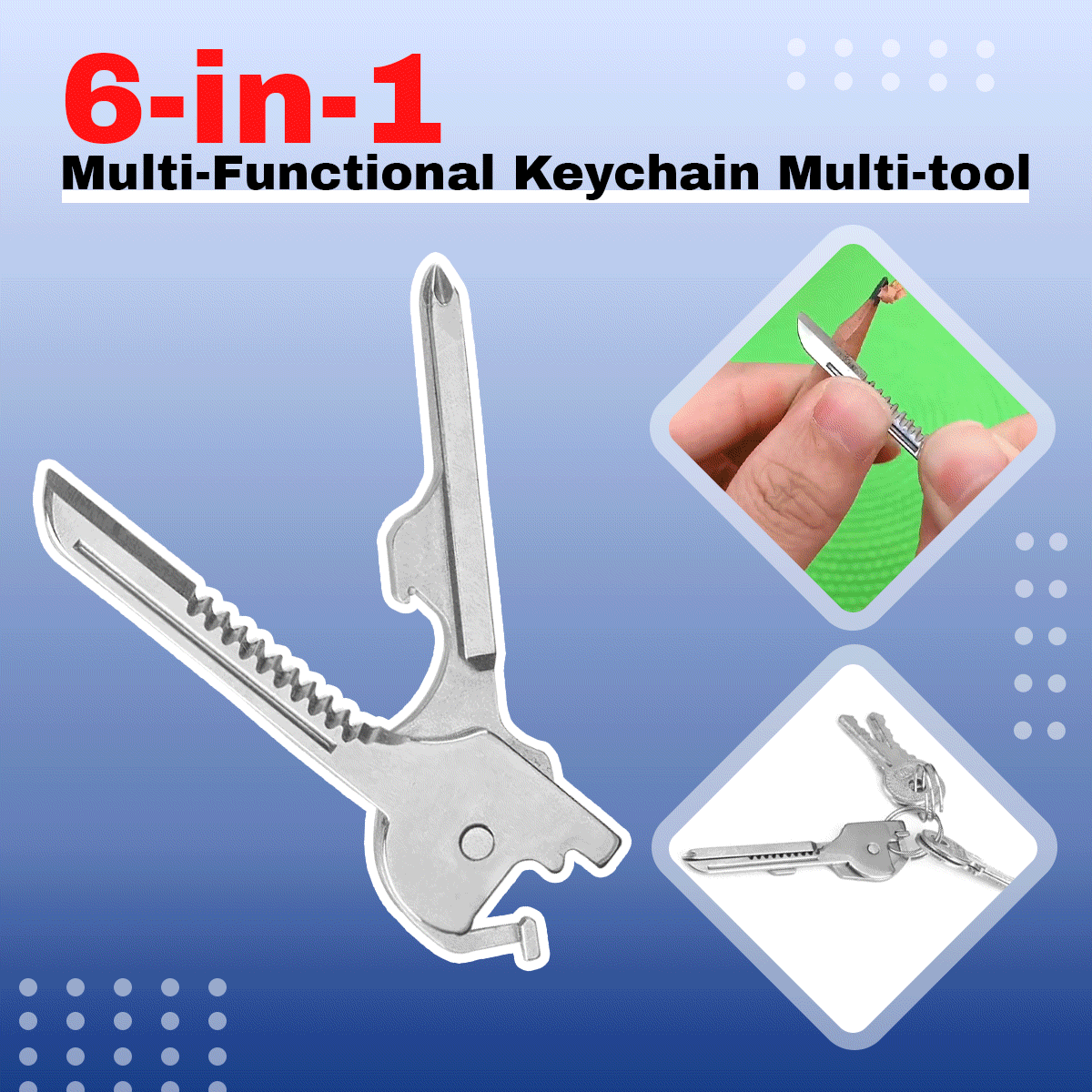 6-in-1 Multi-Functional Keychain Multi-tool