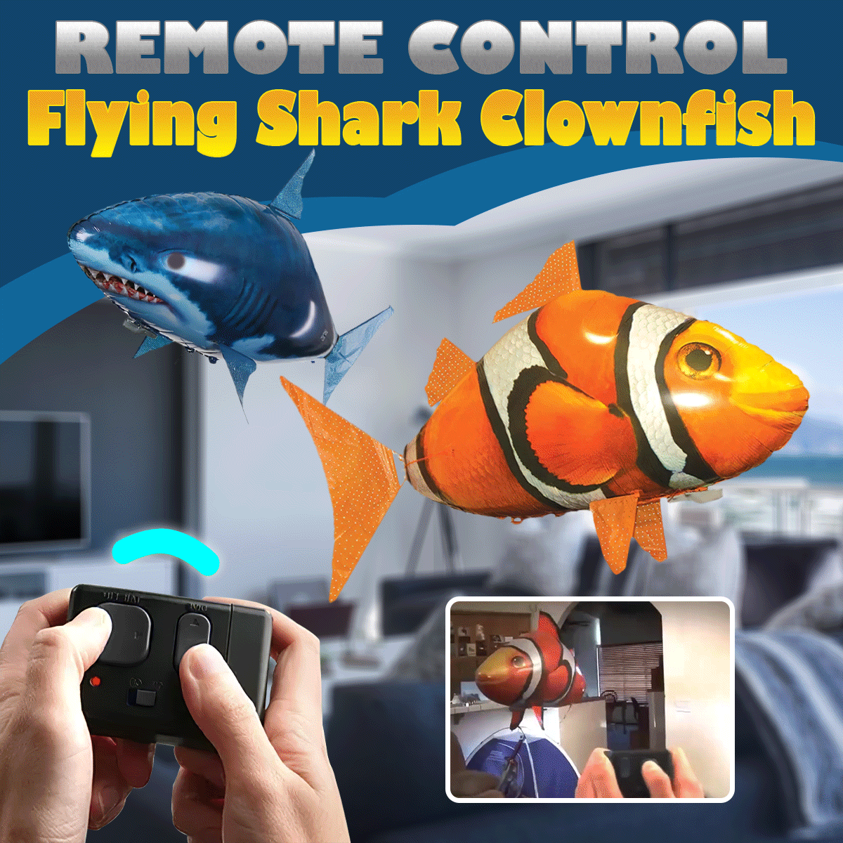 Remote Control Flying Shark Clownfish