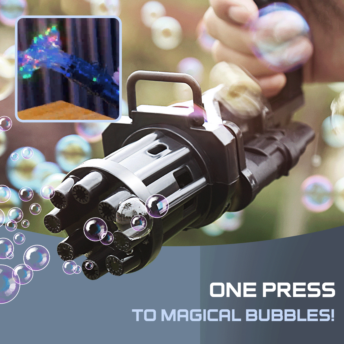 Automatic Gatling Bubble Gun with 8-Holes for Children