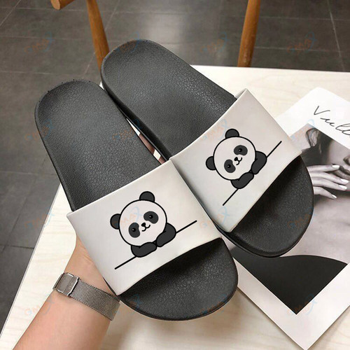 Women Slippers Summer shoes ladies Beach Slides Flip Flops Cartoon Panda Couples Lovers House Outdoor Sandals