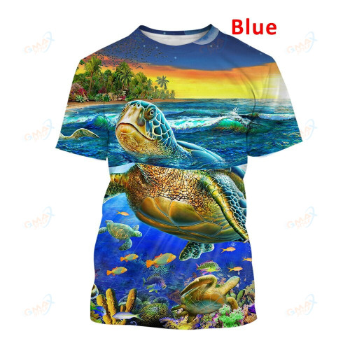 New Summer Fashion Men/women Tortoise Funny 3D Print Sea Turtle Graphic Tee Casual Short Sleeve T-Shirt Tops XS-5XL