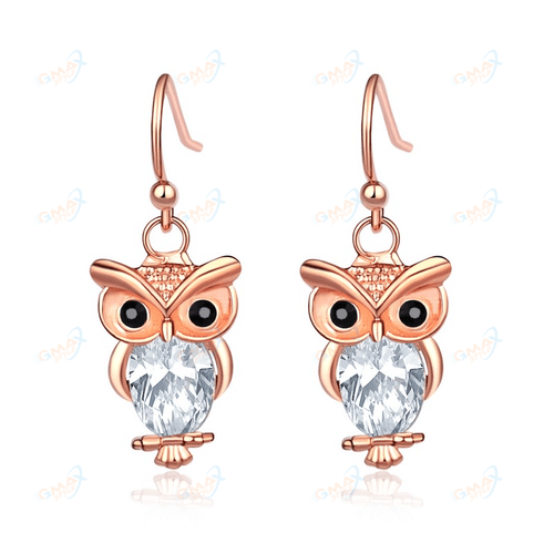 Fashion Owl Earrings Amethyst Gold Plated Fishing Earring Animal Jewelry