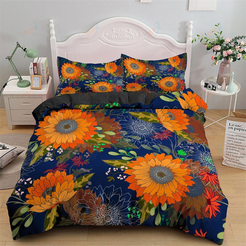 Sunflower Duvet Cover Yellow Flower Bedding Set Single King Microfiber Farmhouse Green Leaves Floral Quilt Cover With Pillowcase