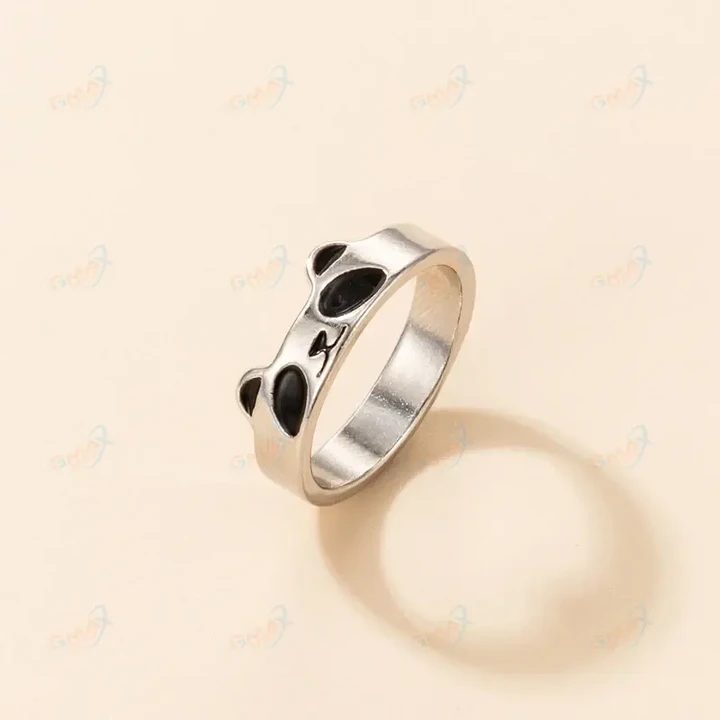 Tocona New Trendy Lovely Panda Single Ring for Women Girls Charms Silver Color