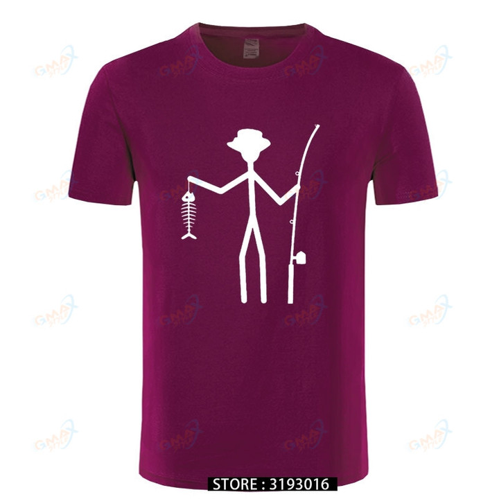 Fisherman Stick Figure Holding Fishing T Shirts