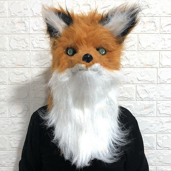 Can Open Mouth Fox Head Mask Halloween Cosplay Costume Animal Mask Make