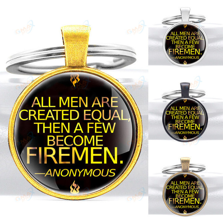 New Arrival Classic Firefighter Emergency Rescue Design Keychains Glass Dome Charm key Ring