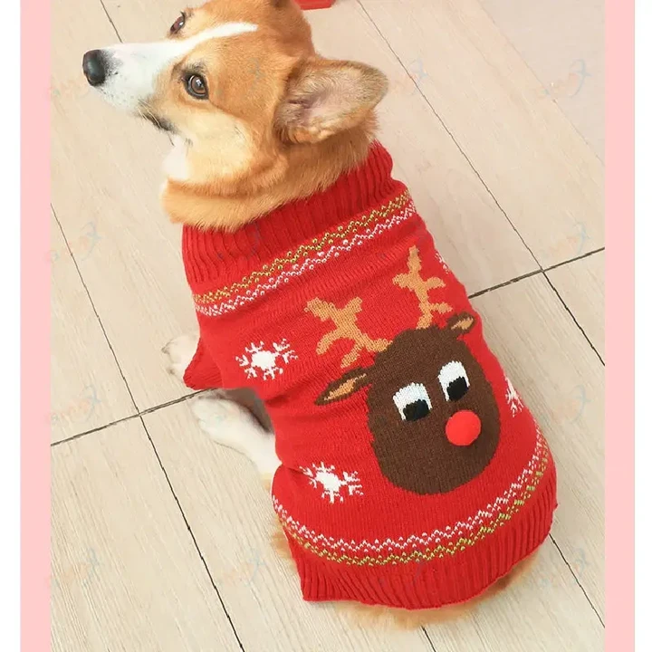 Welsh Corgi Dog Clothes Winter Dog Sweater Christmas Pet Coat Outfit