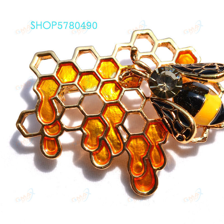 Trendy Chest Pin Bee Honey Brocade For Women