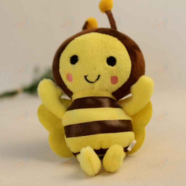Cute Yellow Bee Stuffed Plush Doll Toy Soft Keychain Pendant Bag Decoration Christmas Festival Gift For Kid Friend