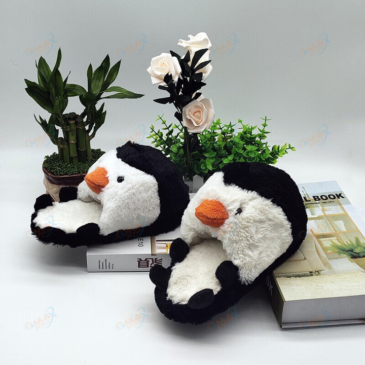 penguin indoor warm custom fur slippers