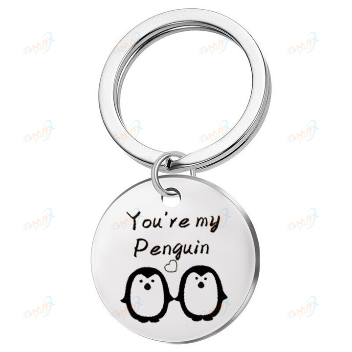 You Are My Penguin Stainless Steel Pendant Necklaces Keychain Keyring DIY SET Jewelry Lovers Gift Birthday