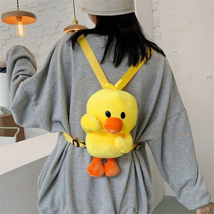 Kawaii Yellow Duck Plush Backpack Stuffed Toy Animal Duck Bag Cartoon Schoolbag Girls Valentine Children's Day Gifts