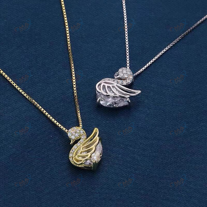 Fashion European and American Little Swan Necklace Lovely Versatile Zircon Pendant Light Luxury Duck Senior Valentine's Day Gift