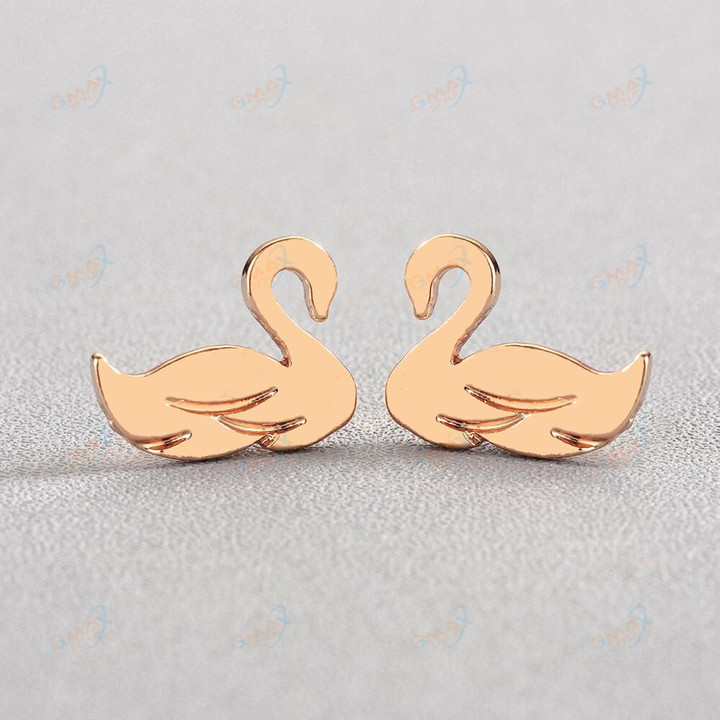 Chandler Hot Swan Studs Earring For Women Goose Gold Color Piercing Bird Duck Earrings Lover For Her