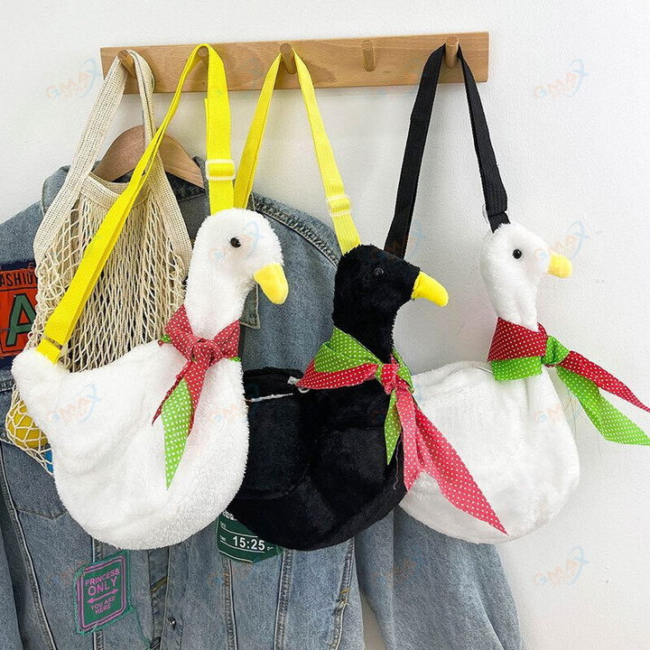 Adult Kid Girls 3D Duck Soft Plush Purses And Handbag Cartoon Animals Shape Crossbody Bag Children Shoulder Messenger Bag Gift