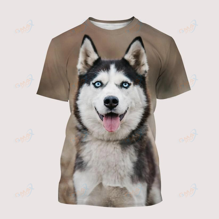 New Husky Dog 3d Printing Men Ladies Kids Funny Casual T Shirts Funny Pet Animals Breathable Lightweight Summer Tops