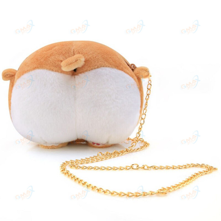 Super Cute Butt Shape Coin Purse Animal Plush Backpack Funny Long Belt Corgi Crossbody Hangbag Children Like Handbag Gift