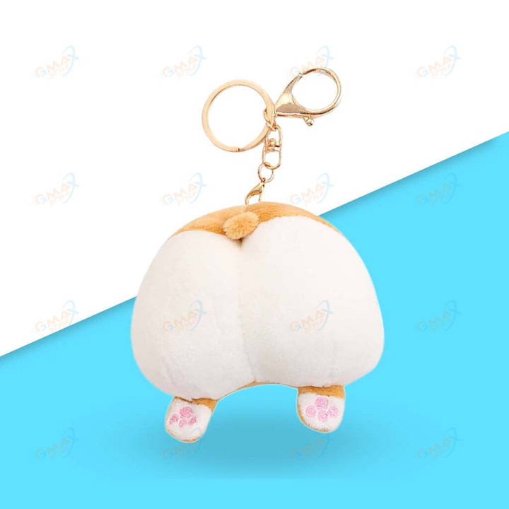 1PCS Kawaii Plush Keychain Funny Corgi Cat Butt Stuffed Animals Filled Stitch Soft Toys Bag Decoration Pendant Girls Toys