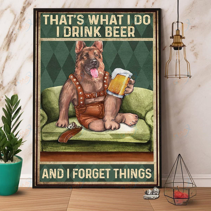 Funny Retro Tin Signs German Shepherd I Drink Beer and I Forget Things Vintage Gasoline Garage Home Wall Decoration