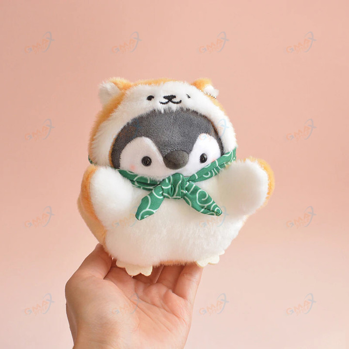 Kawaii Shiba Inu Penguin Plush Toys Cute Cartoon Soft Stuffedpendant Dolls Key Chain Ring Pendant Soft Plush Toys Gift for Girls