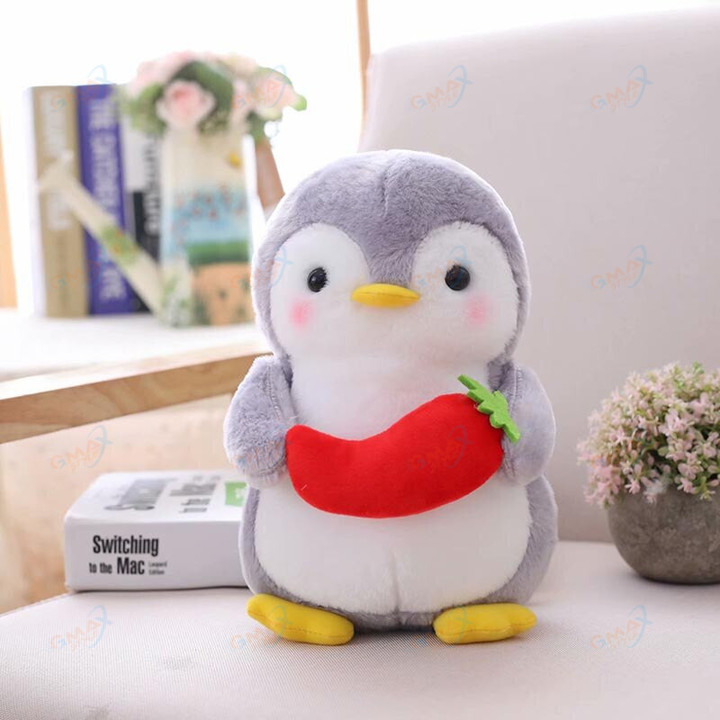 25cm 45cm cute plush penguin toy grey stuffed animal soft doll hold penguin watermelon banana kids toys birthday gift for child