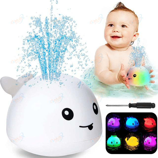 Automatic Whale Spray with LED Light Sprinkler Bathtub Shower Toys