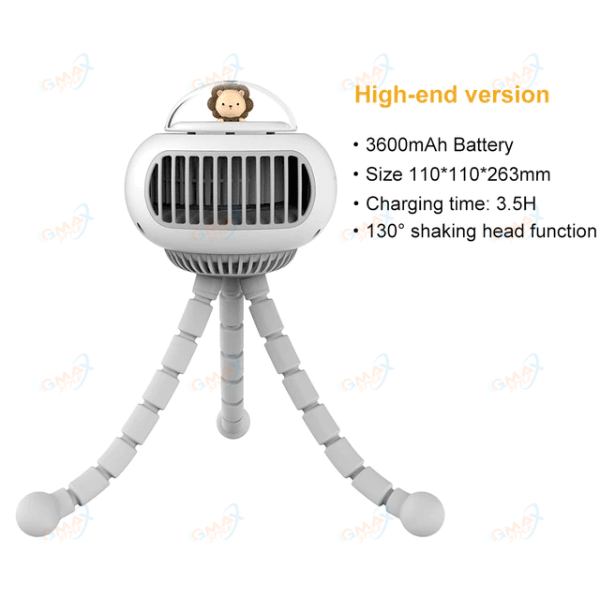 Auto Rotation 4-gear Wind Handheld Mini Chargeable Stroller Fan