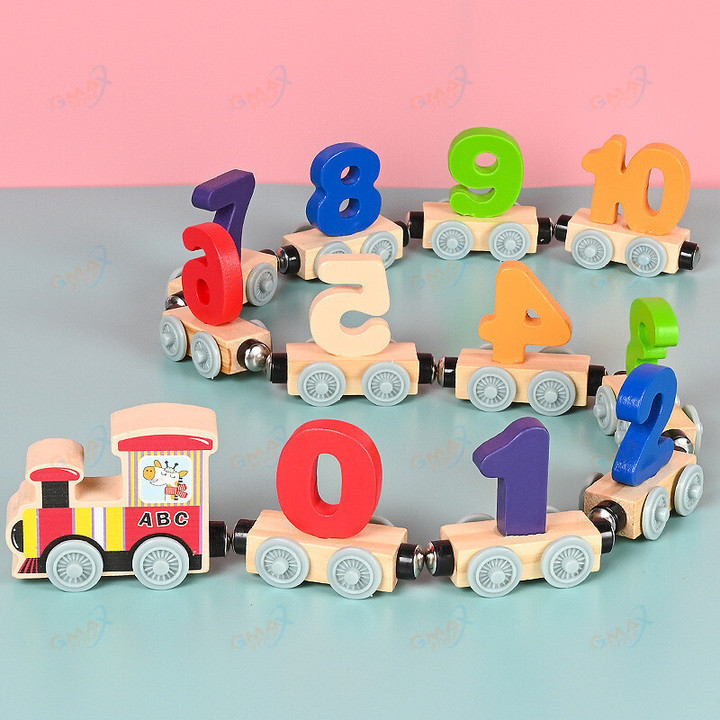 Numbers And Letters Magnetic Wooden Toy Train Puzzle