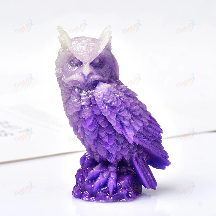 1 Piece Moonstone Sculpture Owl Animal Color Ornament Handmade Art Silicone Sculpture Decorative Home Christmas Gift Collection